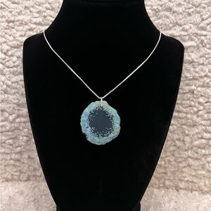 Italy Made 925s Stone Pendant Necklace